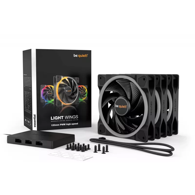 be quiet! Light Wings ventola 120 mm ARGB PWM High-Speed, nero, confezione da 3