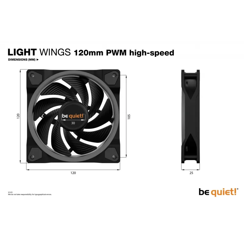 be quiet! Light Wings ventola 120 mm ARGB PWM High-Speed, nero, confezione da 3
