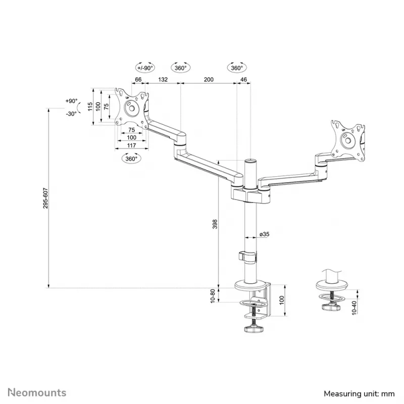 Neomounts DS60-425BL2 braccio monitor 17-27