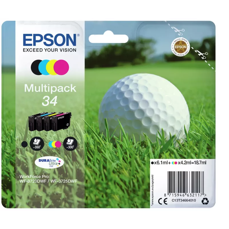 Epson Golfball multipack 4 colori 34 inchiostro DURABrite Ultra