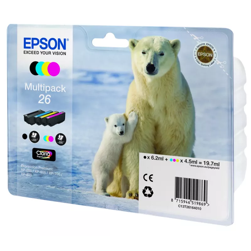 Cartuccia Epson inchiostri C13T26164010 nero ciano magenta giallo