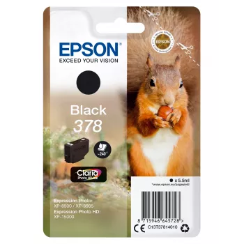 Epson Squirrel Singlepack nero 378 Claria Photo HD inchiostro, resa standard, nero, inchiostro pigmentato, 5,5 ml, 1 pezzo, 240 pagine