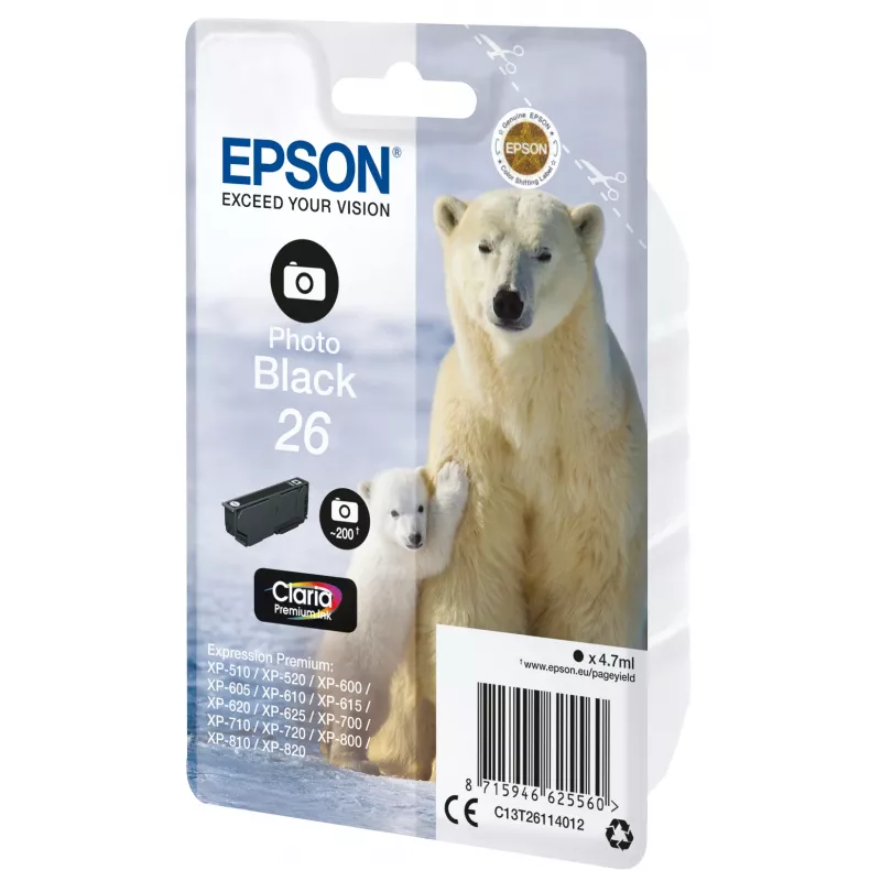 Epson Polar Bear confezione singola foto nero 26 Claria Premium Ink