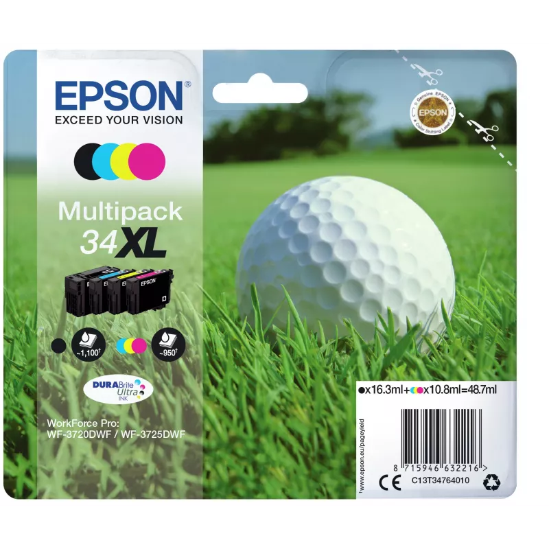 Epson Golfball multipack 4 colori 34XL inchiostro DURABrite Ultra