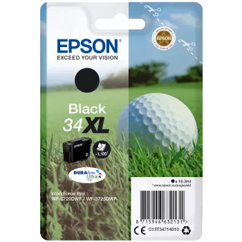 Epson Golfball confezione singola nero 34XL inchiostro DURABrite Ultra, autonomia alta (XL), nero, inchiostro a base pigmentata, 16,3 ml, 1 pezzo, 1100 pagine