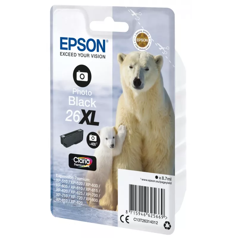 Epson Eisbär confezione singola foto nero 26XL inchiostro Claria Premium
