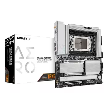 GIGABYTE TRX50 AERO D scheda madre - supporta CPU AMD Ryzen Threadripper serie 9000, VRM digitale 16+8+4 fasi, fino a 7800 MHz DDR5 (OC), 3xPCIe 5.0 + 1xPCIe 4.0 M.2, Wi-Fi 7, LAN 10GbE, USB4