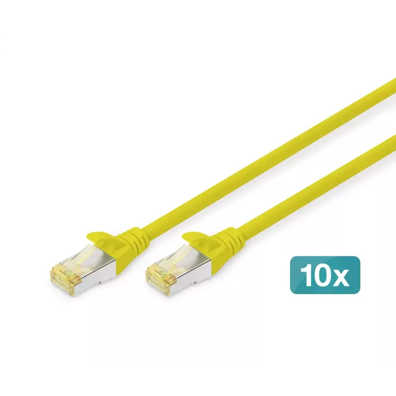 DIGITUS cavo patch - CAT6a - S/FTP - snagless - 1m - giallo - confezione da 10