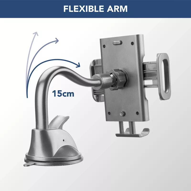 Cellularline Hug Flex - supporto universale per smartphone da auto con fissaggio a ventosa