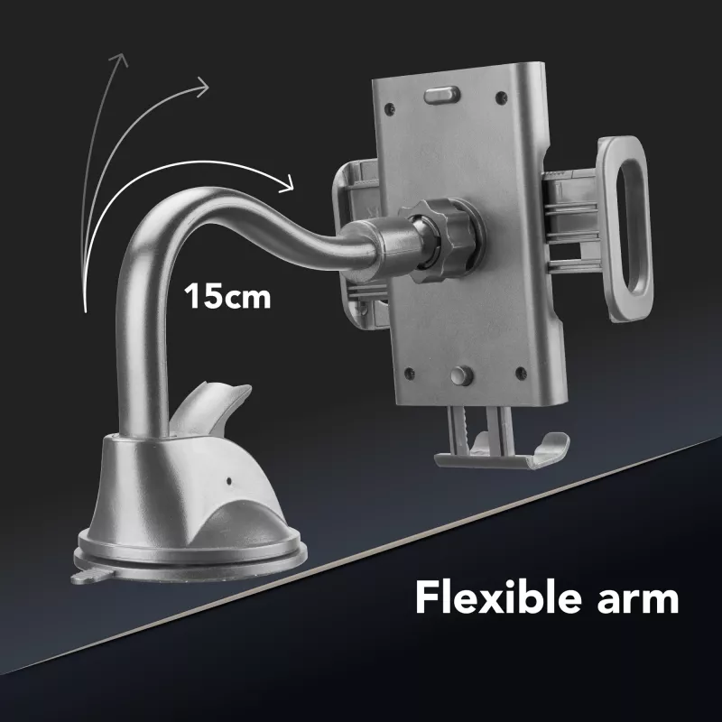 Cellularline Hug Flex - supporto universale per smartphone da auto con fissaggio a ventosa