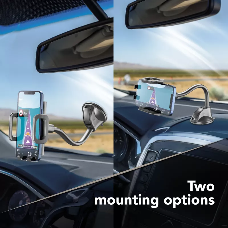 Cellularline Hug Flex - supporto universale per smartphone da auto con fissaggio a ventosa