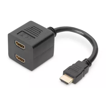 DIGITUS cavo splitter HDMI Y, Type-A - 2x Type-A M/F, 20cm passivo, Full HD, oro nero