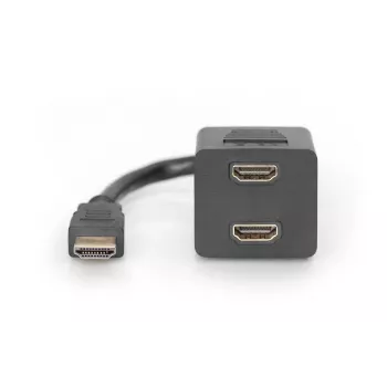 DIGITUS cavo splitter HDMI Y, Type-A - 2x Type-A M/F, 20cm passivo, Full HD, oro nero
