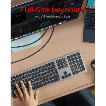 KeySonic KSK-8023BTRF (DE) tastiera universale Bluetooth QWERTZ tedesco antracite, nero