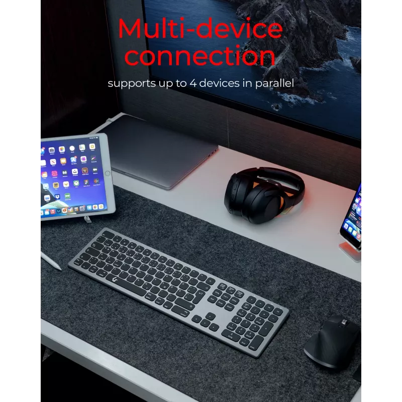 KeySonic KSK-8023BTRF (DE) tastiera universale Bluetooth QWERTZ tedesco antracite, nero