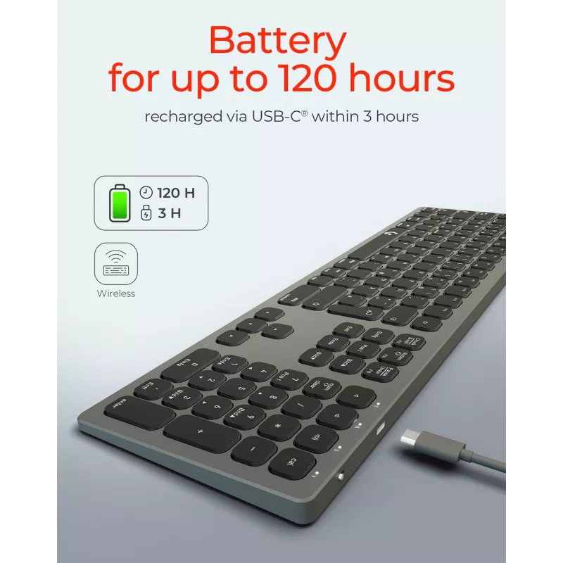 KeySonic KSK-8023BTRF (DE) tastiera universale Bluetooth QWERTZ tedesco antracite, nero