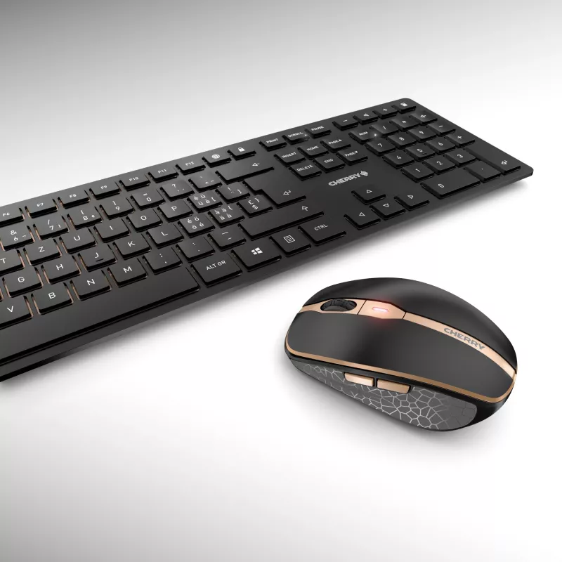 CHERRY DW 9100 SLIM tastiera mouse inclusi universale RF Wireless + Bluetooth QWERTZ svizzero nero