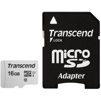 TRANSCEND scheda Micro SDHC 300S 16 GB UHS-I U1 con adattatore