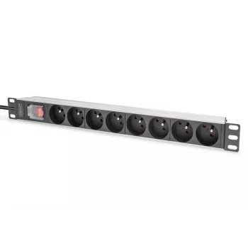 DIGITUS PDU in alluminio 1U, montaggio a rack, 8x CEE 7/5 potenza nominale: 16A, 4000W, 250VAC 50/60Hz,