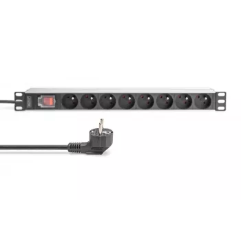DIGITUS PDU in alluminio 1U, montaggio a rack, 8x CEE 7/5 potenza nominale: 16A, 4000W, 250VAC 50/60Hz,