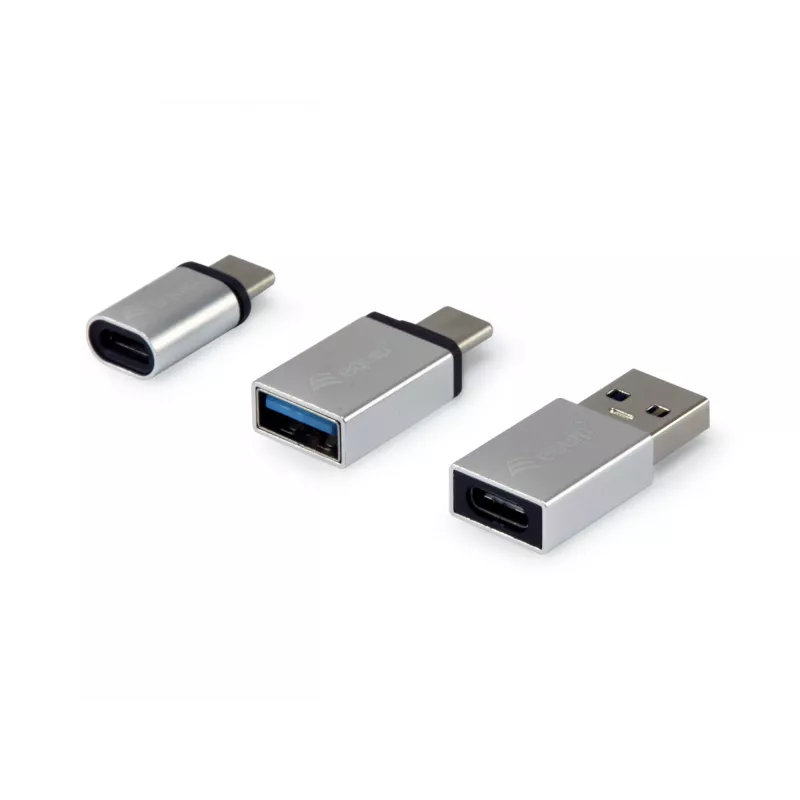 Equip adattatore USB-C OTG, confezione da 3, USB C, USB C, USB A, USB A, Micro-USB, USB C, argento