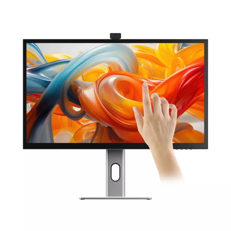 Monitor touchscreen ALOGIC Clarity Max Touch 32C4KPDWT, 32 pollici, 3840x2160 4K UHD, 65 W Power Delivery, webcam da 8 MP, hub USB, nero/argento