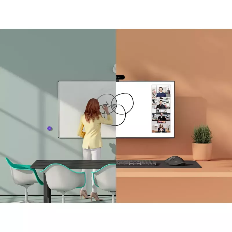 Logitech Scribe 960-001332 telecamera per lavagne, Full HD 1080p, 15 fps, USB, Bluetooth, bianco sporco
