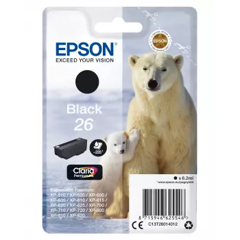 Epson Polar Bear confezione singola nero 26 inchiostro Claria Premium, resa standard, nero, inchiostro a pigmenti, 6,2 ml, 1 pezzo, 220 pagine