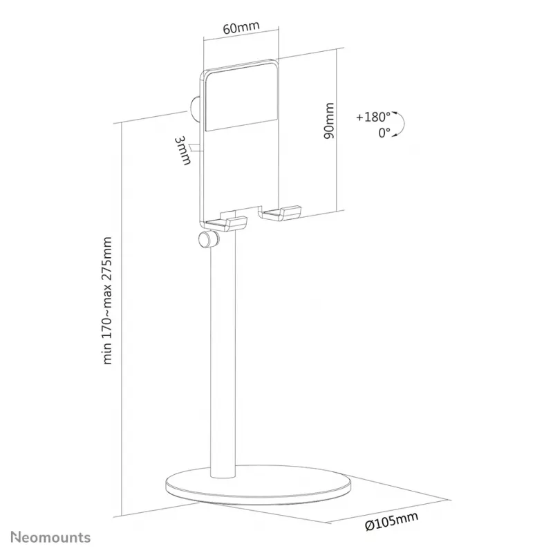 Neomounts DS10-200SL1 Supporto per telefono fino a 7 pollici - regolabile in altezza - universale