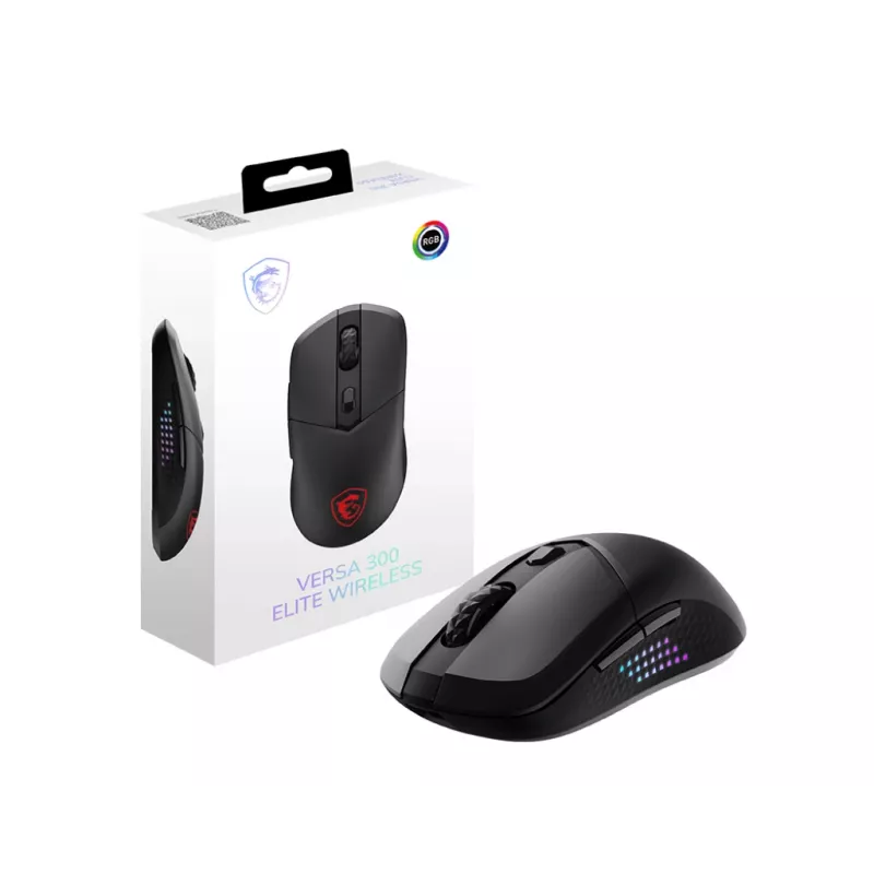 MSI VERSA 300 ELITE WIRELESS Mouse da gaming per destrorsi RF Wireless + Bluetooth + USB Type-C ottico 26000 DPI
