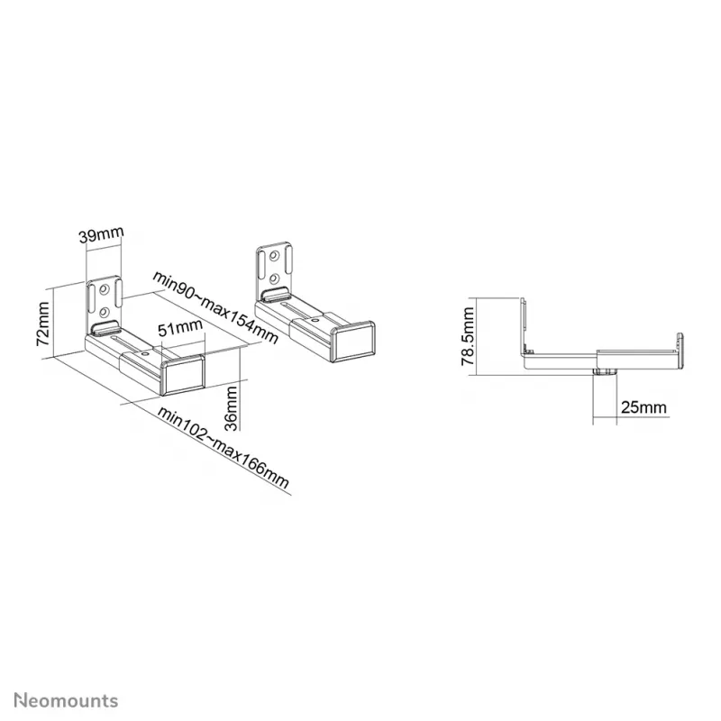 Neomounts AWL29-550BL1 supporto a parete per videobar/soundbar – max. 15 kg – universale