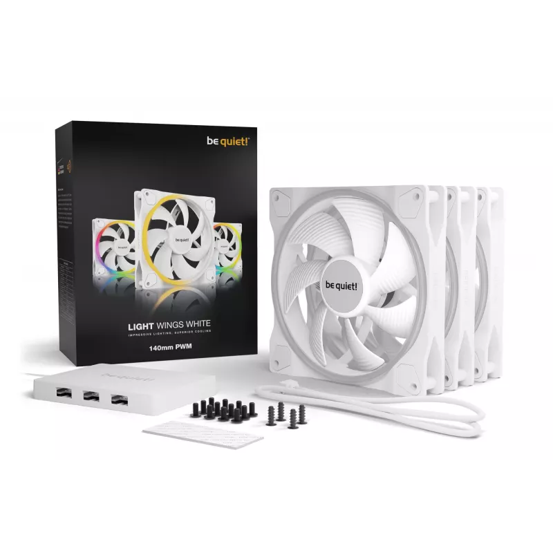 be quiet! Light Wings White | 140mm PWM confezione da tre ventole per case 14 cm 3 pezzi