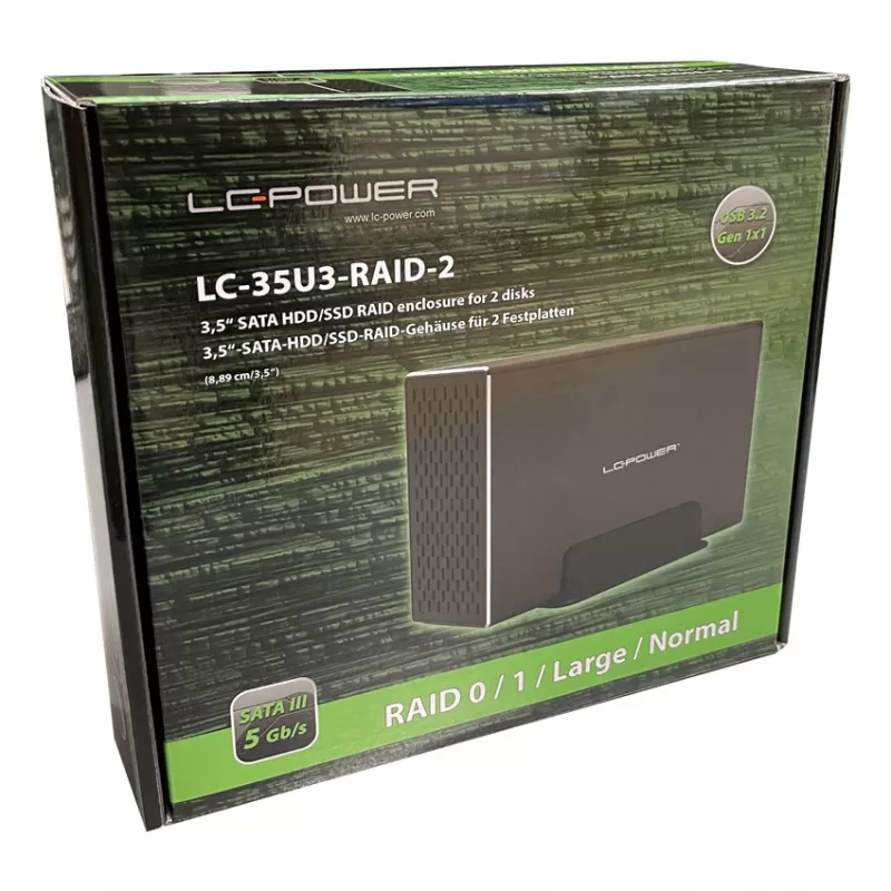 LC-POWER Lc-35u3-raid-2, case esterno per 2 dischi da 3,5