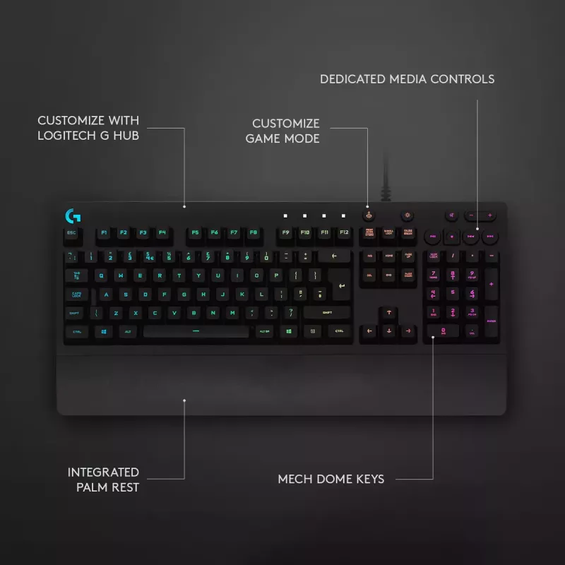 Tastiera gaming Logitech G G213 Prodigy full-size RGB LED con filo