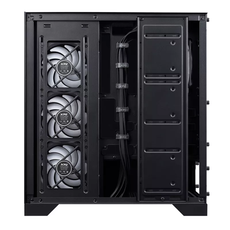 XPG Invader X BTF case PC Midi Tower, ATX/Micro-ATX/Mini-ITX, vetro temperato, 5 ventole ARGB da 120 mm, USB-C, senza alimentatore, nero