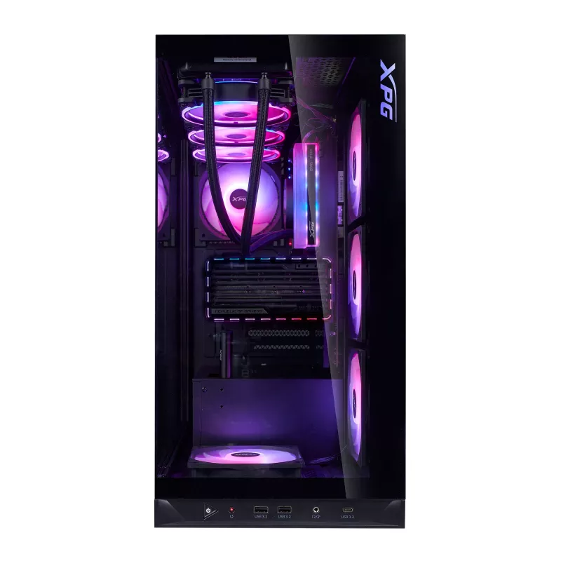 XPG Invader X BTF case PC Midi Tower, ATX/Micro-ATX/Mini-ITX, vetro temperato, 5 ventole ARGB da 120 mm, USB-C, senza alimentatore, nero