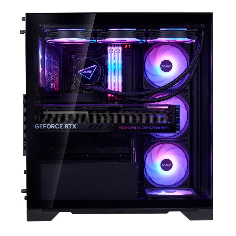 XPG Invader X BTF case PC Midi Tower, ATX/Micro-ATX/Mini-ITX, vetro temperato, 5 ventole ARGB da 120 mm, USB-C, senza alimentatore, nero