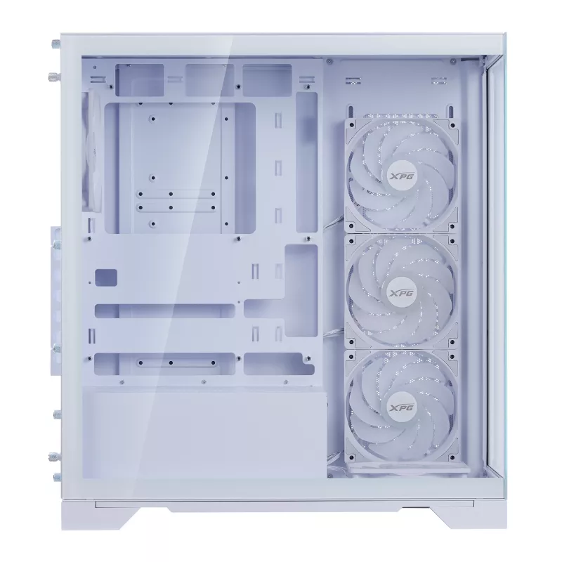 XPG Invader X BTF case PC Midi Tower, ATX/Micro-ATX/Mini-ITX, pannello laterale trasparente, 5 ventole ARGB da 120 mm, USB-C, senza alimentatore, bianco