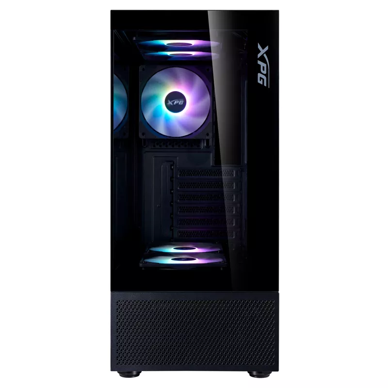 XPG Invader X Mini case PC Midi Tower, ATX/Micro-ATX/Mini-ITX, vetro temperato, 5 ventole ARGB da 120 mm, USB-C, senza alimentatore, nero