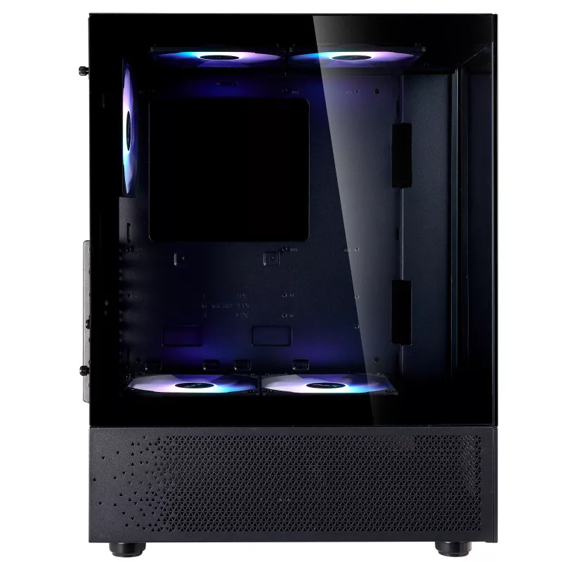 XPG Invader X Mini case PC Midi Tower, ATX/Micro-ATX/Mini-ITX, vetro temperato, 5 ventole ARGB da 120 mm, USB-C, senza alimentatore, nero