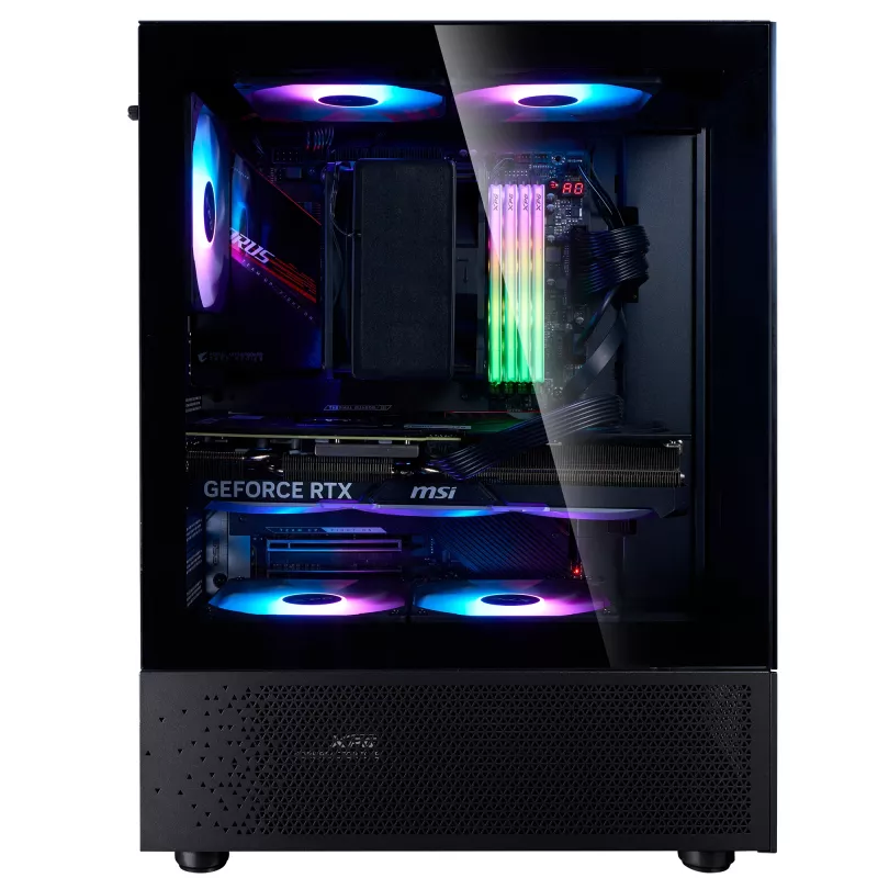 XPG Invader X Mini case PC Midi Tower, ATX/Micro-ATX/Mini-ITX, vetro temperato, 5 ventole ARGB da 120 mm, USB-C, senza alimentatore, nero