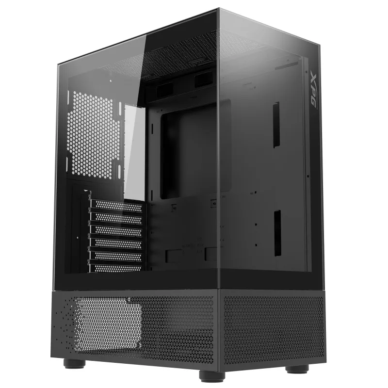 XPG Invader X Mini case PC Midi Tower, ATX/Micro-ATX/Mini-ITX, vetro temperato, 5 ventole ARGB da 120 mm, USB-C, senza alimentatore, nero