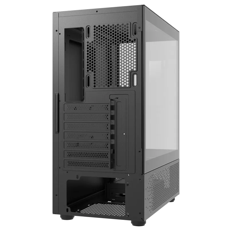 XPG Invader X Mini case PC Midi Tower, ATX/Micro-ATX/Mini-ITX, vetro temperato, 5 ventole ARGB da 120 mm, USB-C, senza alimentatore, nero