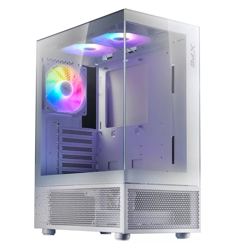 XPG Invader X Mini case PC Midi Tower, ATX/Micro-ATX/Mini-ITX, pannelli in vetro, 5 ventole ARGB da 120 mm, USB-C, senza alimentatore, bianco