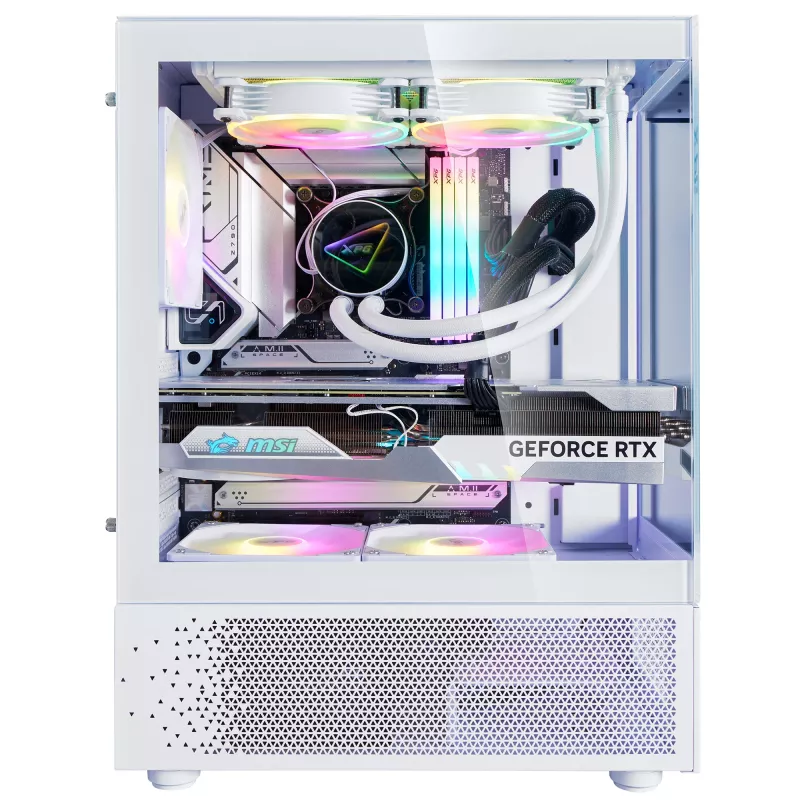 XPG Invader X Mini case PC Midi Tower, ATX/Micro-ATX/Mini-ITX, pannelli in vetro, 5 ventole ARGB da 120 mm, USB-C, senza alimentatore, bianco