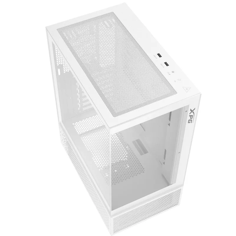 XPG Invader X Mini case PC Midi Tower, ATX/Micro-ATX/Mini-ITX, pannelli in vetro, 5 ventole ARGB da 120 mm, USB-C, senza alimentatore, bianco
