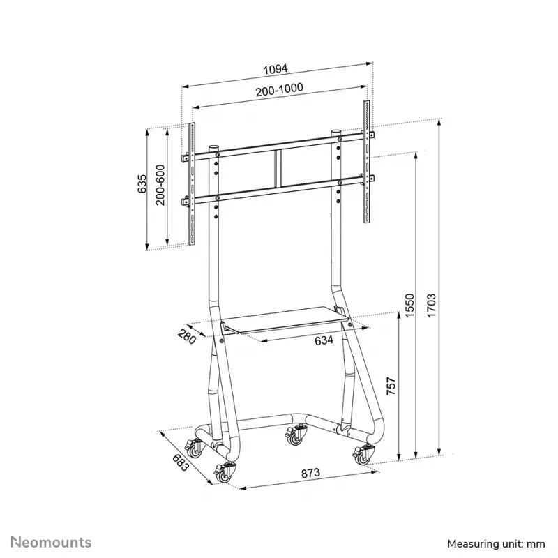 Neomounts NS-M3800 nero carrello TV 60-100 pollici
