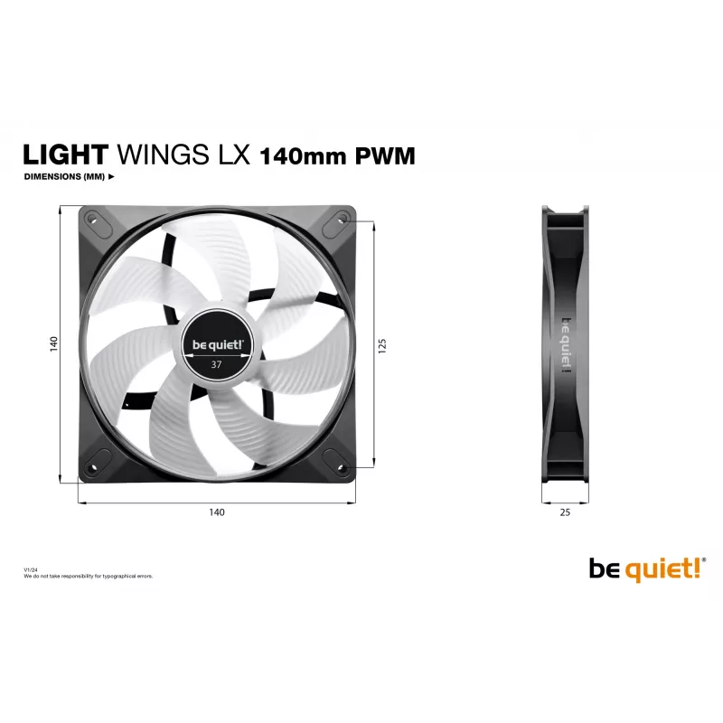 be quiet LIGHT WINGS LX 140mm PWM confezione da 3 ventole per case nero 14 cm