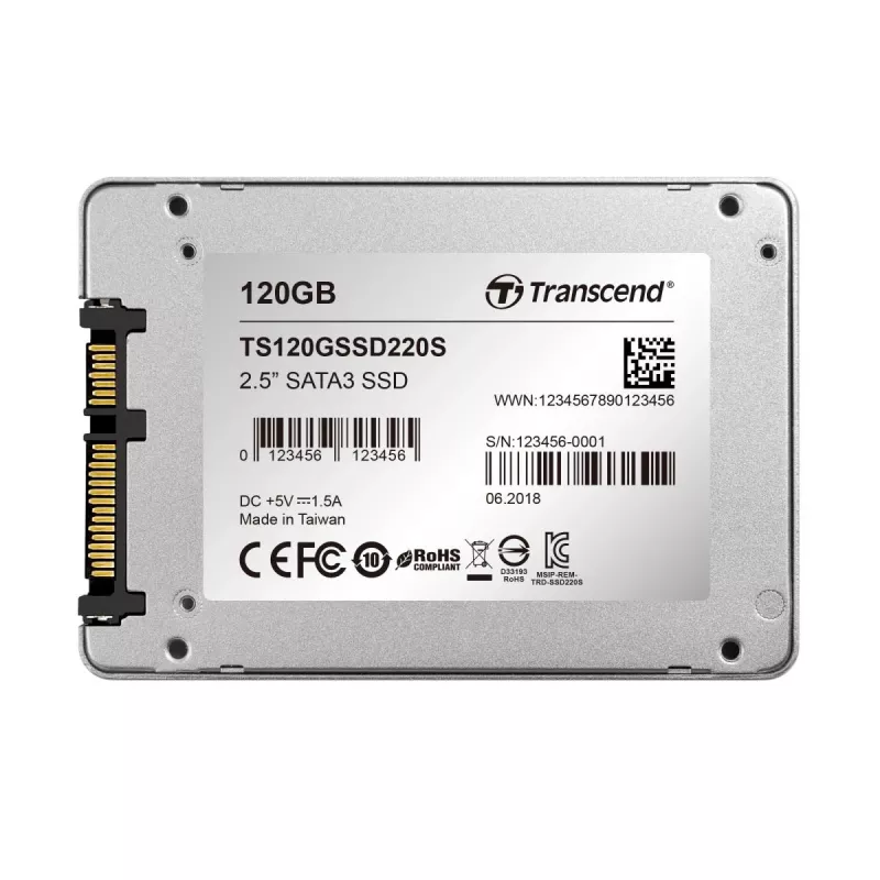 TRANSCEND SSD 220s 120GB 2.5in SATA 6Gb/s TLC case in alluminio