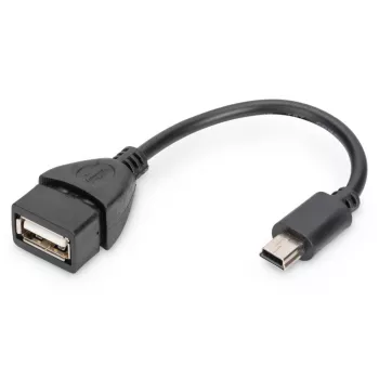DIGITUS cavo adattatore USB 2.0, OTG, Type Mini-B - A M/F, 20cm, conforme USB 2.0, nero